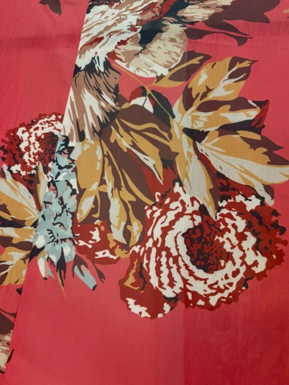 Floral Open Front Kimono - Coral Pink - Picture 3 of 3